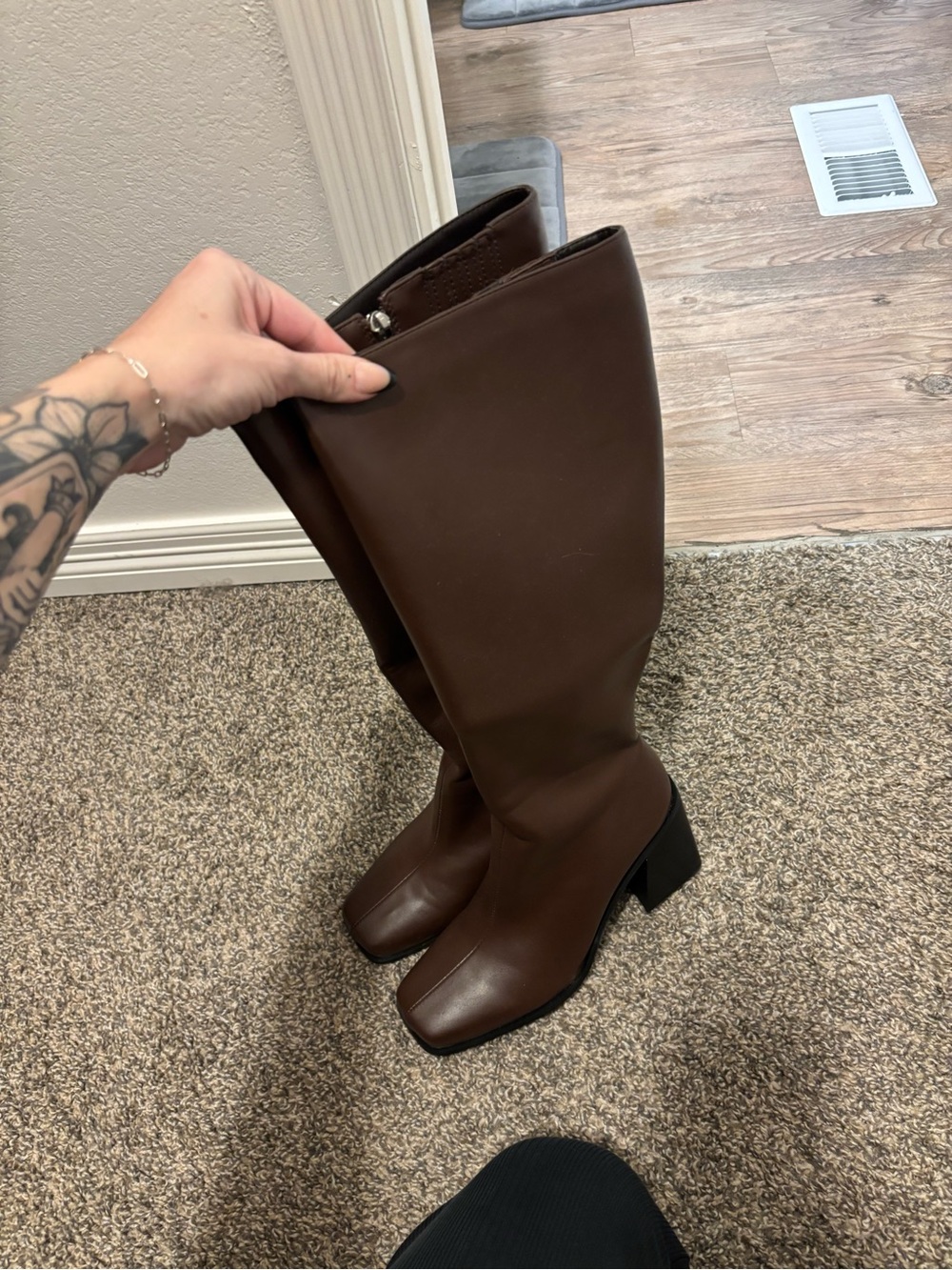 Princess Polly Brown Over-The-Knee Block Heel Boots